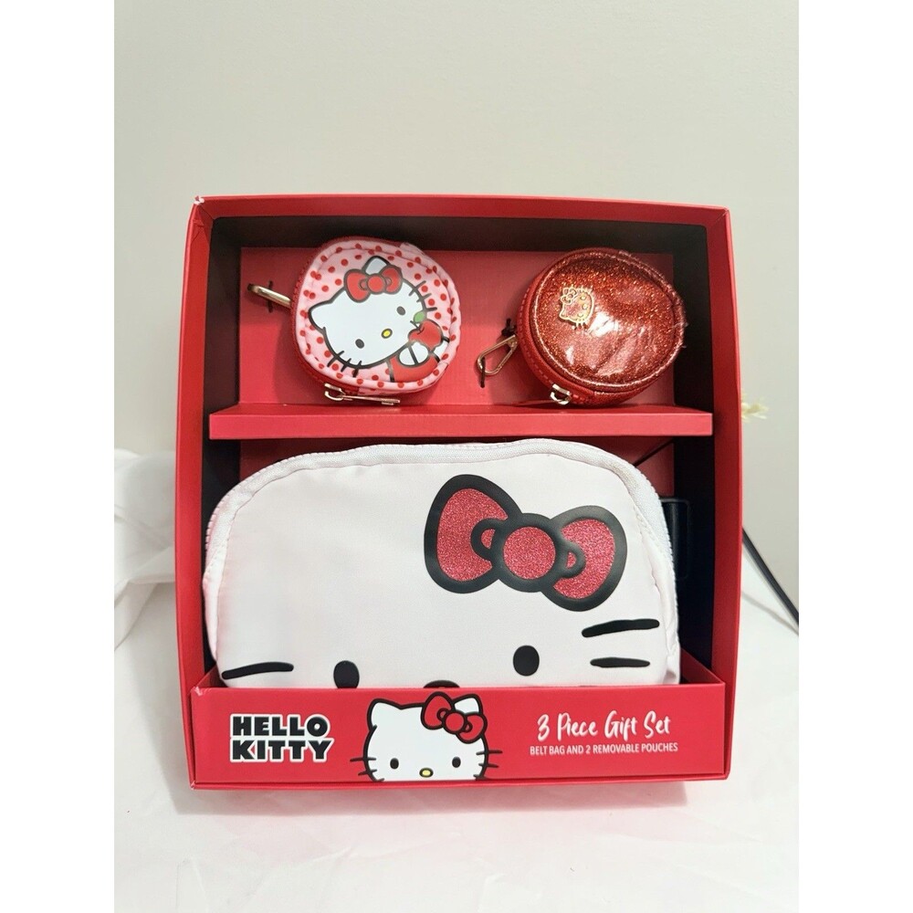 New Sanrio Hello Kitty Fanny Pack/ Belt Bag 3 Piece Gift Set.  Gorgeous Limited